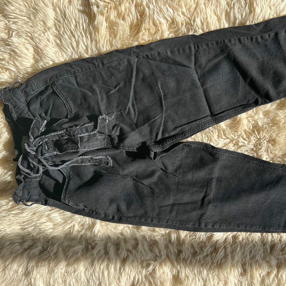 Zara jeans tie waist black